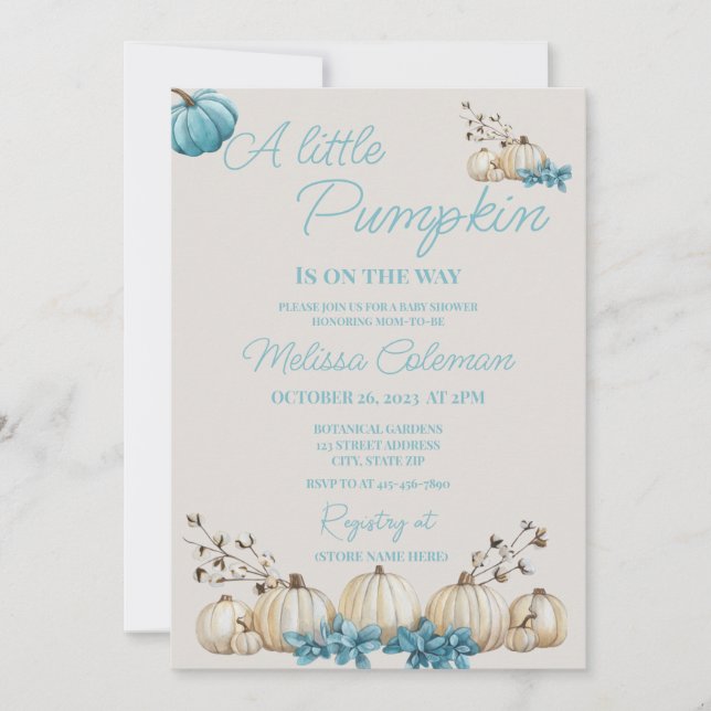 Petite invitation Baby shower Citrouille (Devant)