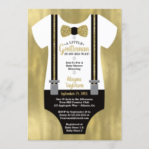 Petite Invitation Baby shower Gentleman, Faux Gold
