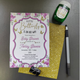 Petite invitation baby shower papillon