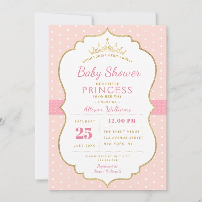 petite invitation baby shower princesse (Devant)