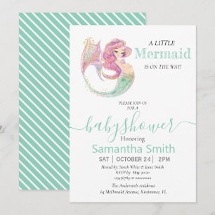 PETITE Invitation Baby shower VERT MERMAID