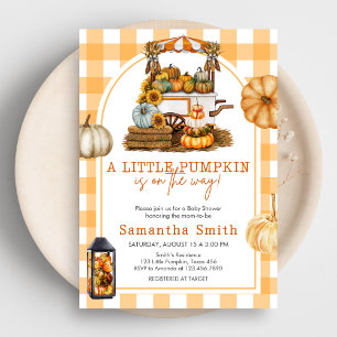 Petite Invitation Citrouille En vichy Baby shower