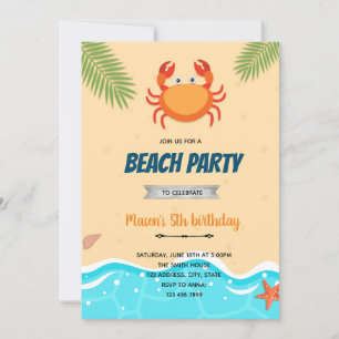 Petite invitation d'anniversaire de crabe