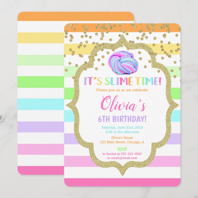 Petite invitation d'anniversaire, pastel rainbow g (Devant / Derrière)