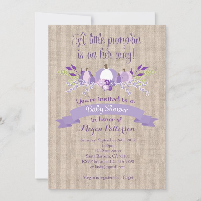 Petite invitation de Baby shower Citrouille - Lava (Devant)