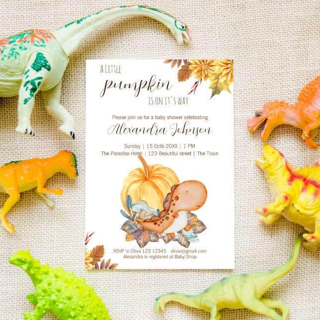Petite invitation de baby shower de chute de dinos (Créateur téléchargé)