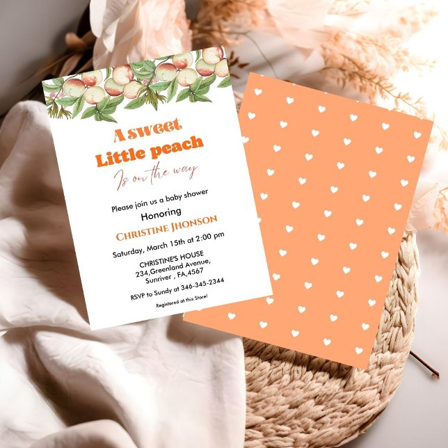 Petite invitation de baby shower de pêche douce (Créateur téléchargé)
