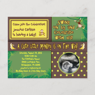 Petite invitation de baby shower de singe