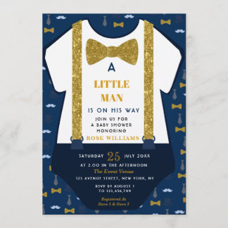 Petite invitation de baby shower d'homme