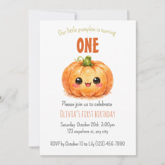 Petite invitation de citrouille pour fête d'annive