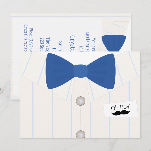 Petite invitation de Monsieur baby shower (Devant / Derrière)