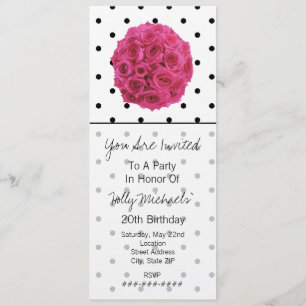 Petite Invitation de Pois noirs / Roses