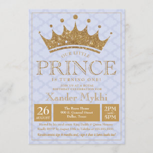 Petite invitation de prince Gold Crown Boy