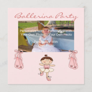 Petite invitation rose de partie de ballerine