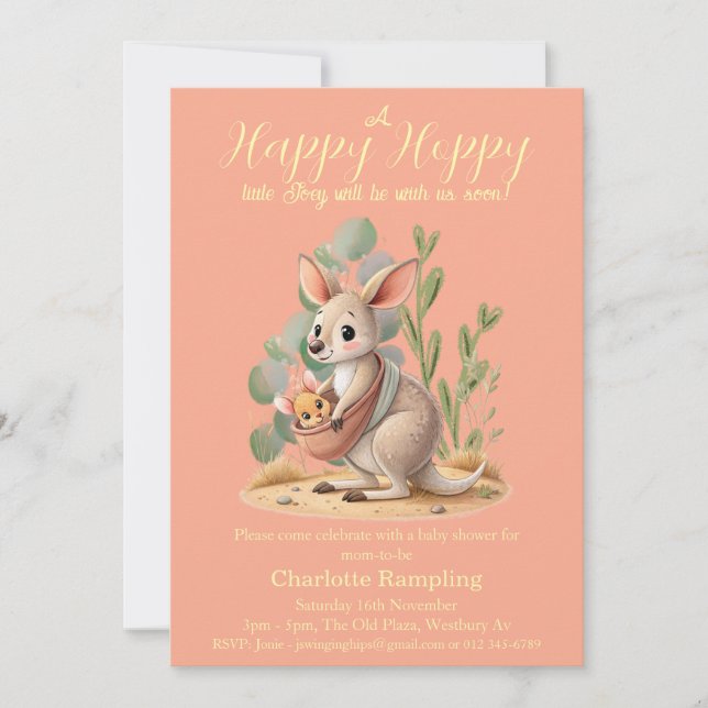 Petite Joey Peach Baby shower Invitation (Devant)