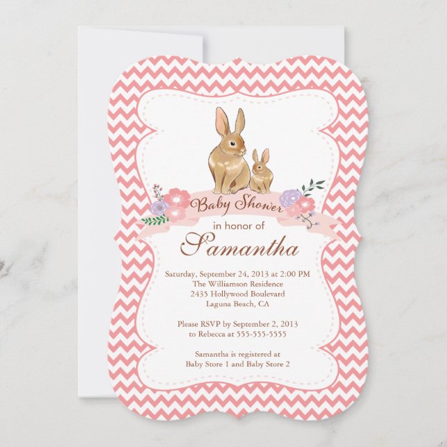 Petite lapin Lapin Girl Baby Shower Invitations (Devant)