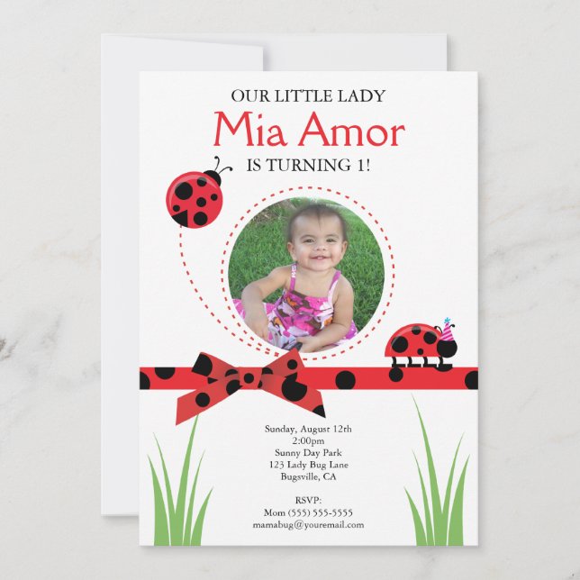 Petite Madame Bug Birthday Invitation (Devant)