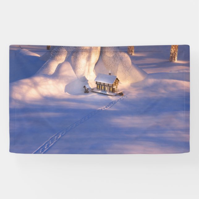 Petite maison dans la bannière de neige (Horizontal)