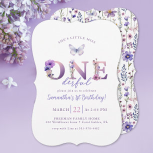 Petite Miss Onederful Fleur sauvage Invitation d'a