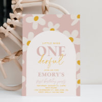 Petite Miss Onederful Invitation | Fleur rétro