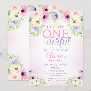 Petite Miss Onederful Invitation Girl 1er