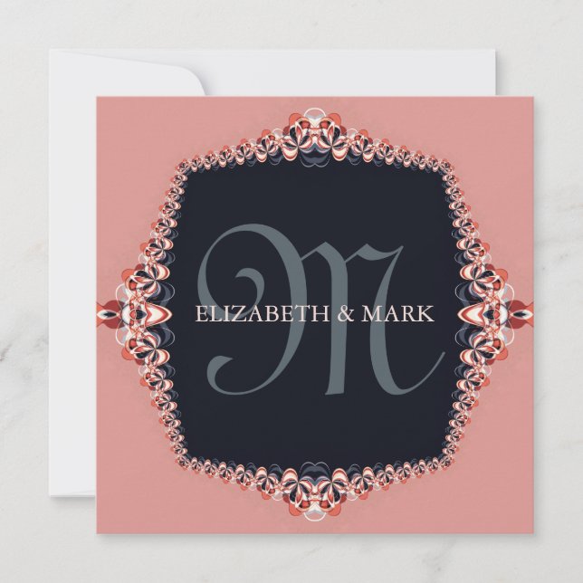 Petite Orchid Pink Monogram Weditation Einladung (Vorderseite)