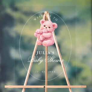 Petite Ourson Rose à Carreaux Baby Shower