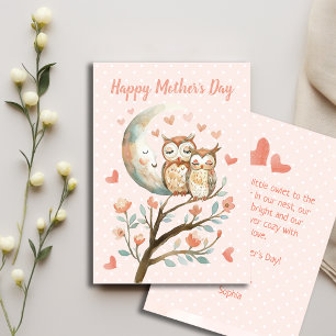 Petite Owlet Avec Maman Aime Bonne Mère Carte de j