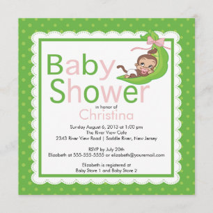 Petite pois de singe Pod Bébé Invitations de douch