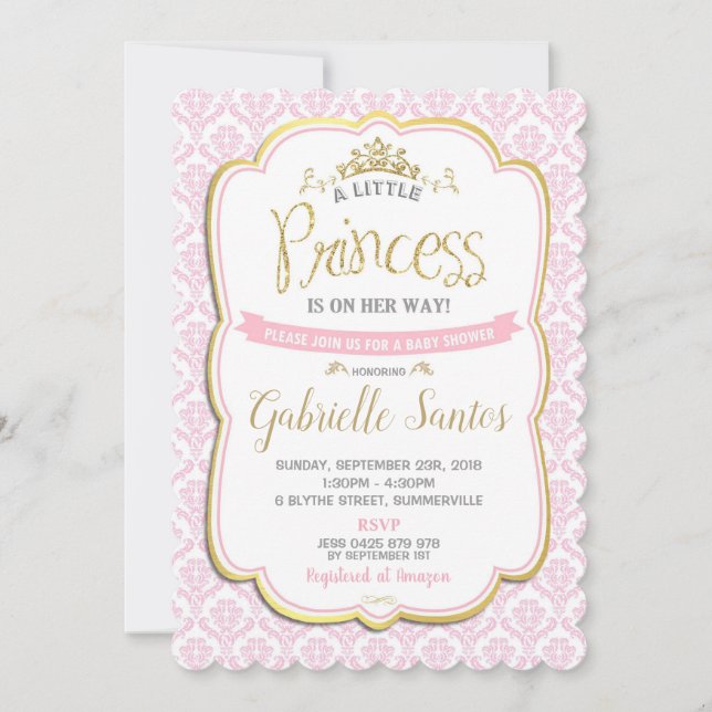 Petite princesse Baby Shower Invitations Jeune fil (Devant)