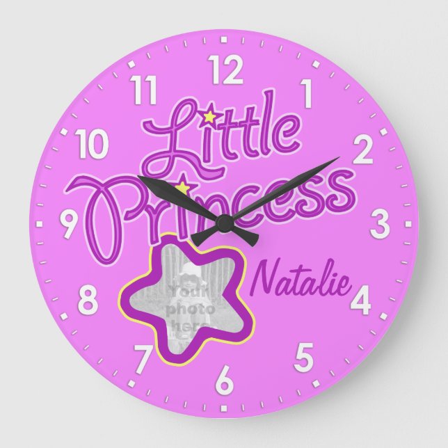 Petite princesse étoile photo rose filles horloge  (Recto)