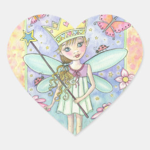 Petite Princesse Fée Autocollants Heart