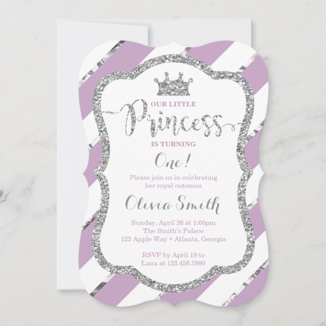 Petite princesse Invitation Anniversaire Purple Si (Devant)