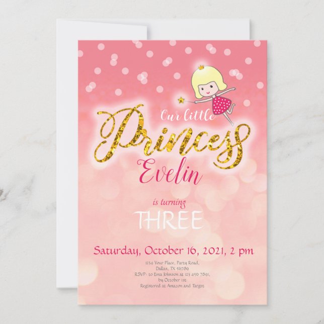 Petite princesse Invitation d'anniversaire, Fille  (Devant)