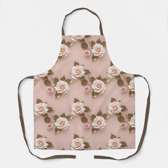 Petite Roses In Shades Of Ivory And Gold Schürze (Vorderseite)