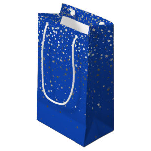 Petite Silver Stars Geschenktasche in Royal Blue Kleine Geschenktüte