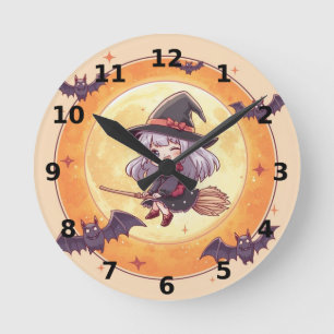 Petite Sorcière Horloge Murale Halloween