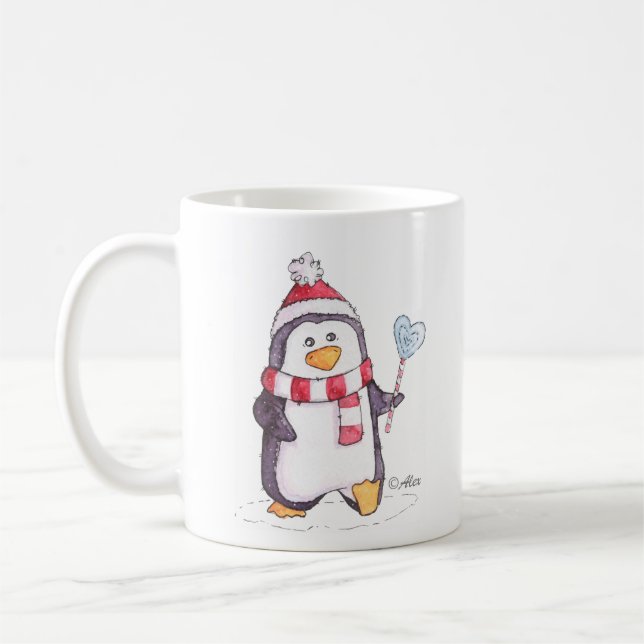 Petite tasse de café mignonne de pingouin (Gauche)