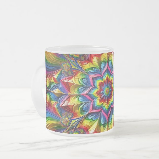 Petite tasse de verre dépoli avec couleurs LGBTQ (Devant gauche)