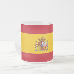 Petite tasse de verre dépoli avec drapeau d'Espagn