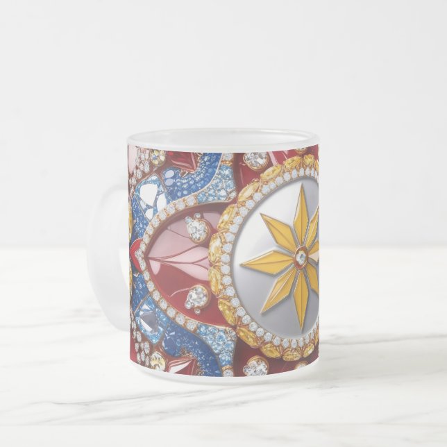 Petite tasse en verre dépoli aux couleurs colombie (Devant gauche)