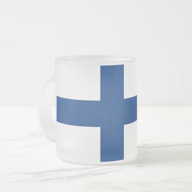 Petite tasse en verre dépoli avec drapeau de la Fi (Devant gauche)