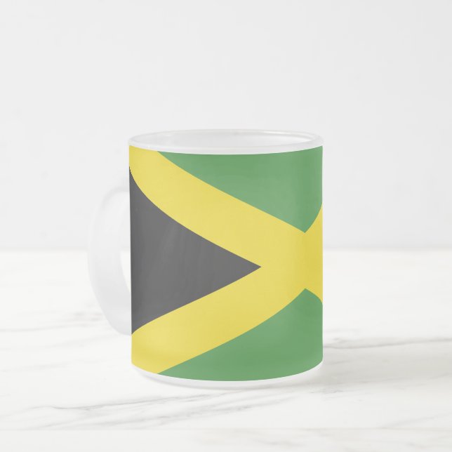 Petite tasse en verre dépoli avec drapeau de la Ja (Devant gauche)
