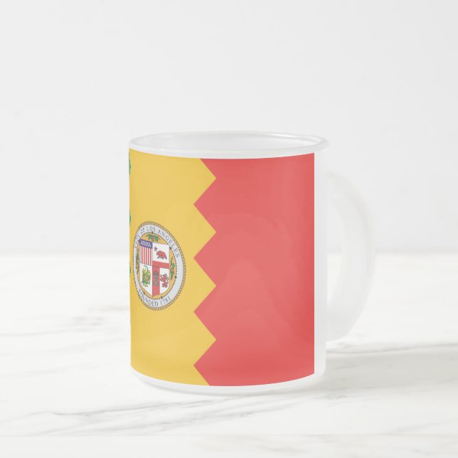 Petite tasse en verre dépoli avec drapeau de Los A (Devant droit)