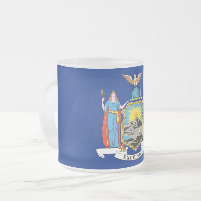 Petite tasse en verre dépoli avec drapeau de New Y (Devant gauche)