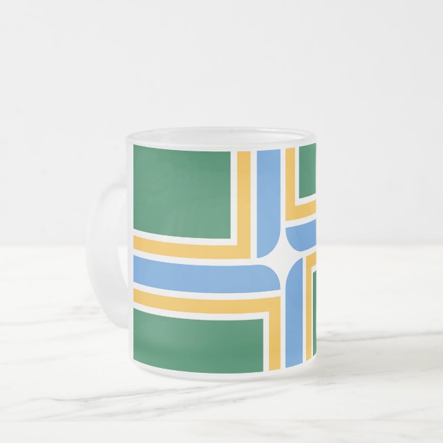 Petite tasse en verre dépoli avec drapeau de Portl (Devant gauche)