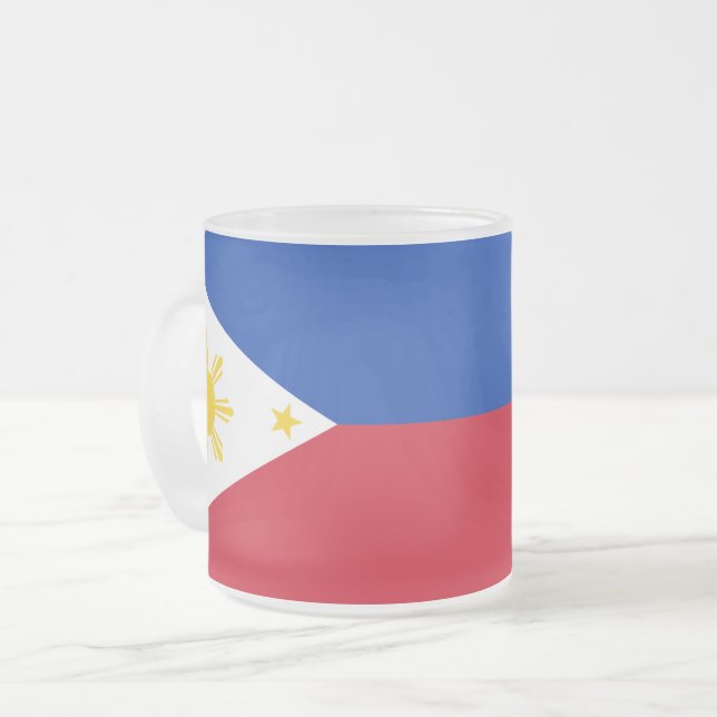 Petite tasse en verre dépoli avec drapeau des Phil (Devant gauche)