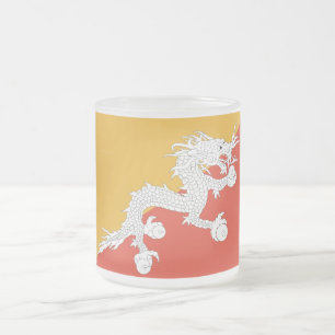 Petite tasse en verre dépoli avec drapeau du Bhout