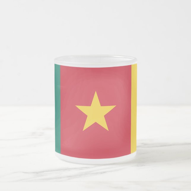 Petite tasse en verre dépoli avec drapeau du Camer (Centre)