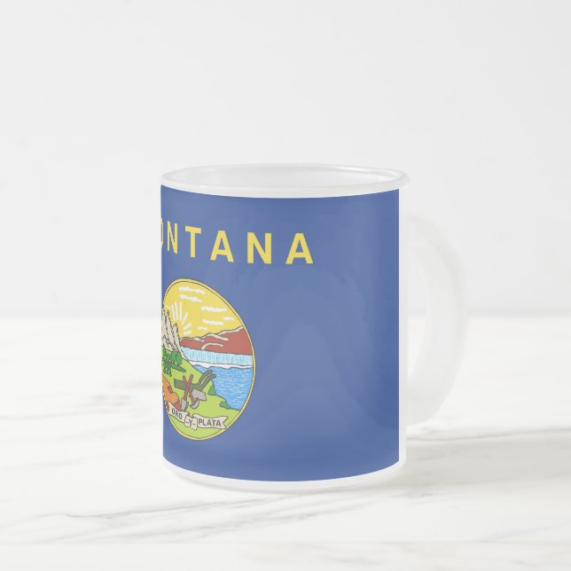 Petite tasse en verre dépoli avec drapeau du Monta (Devant droit)